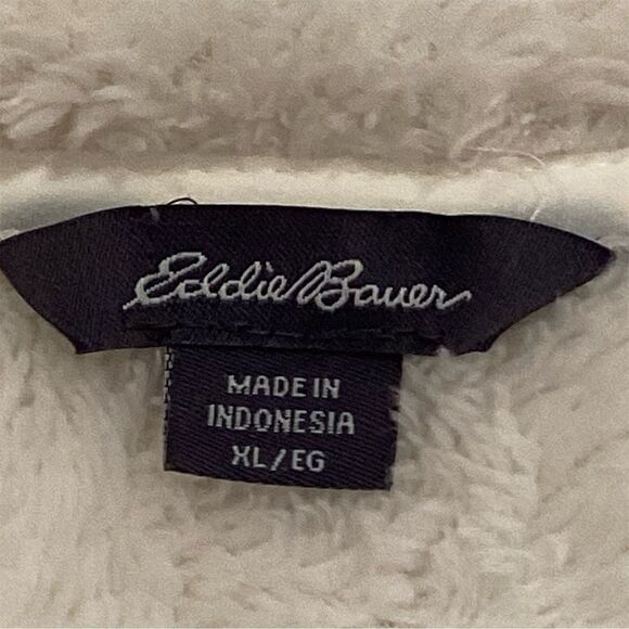 Eddie Bauer Women's White Sherpa Pullover  XL Stand Collar - Picture 4 of 6